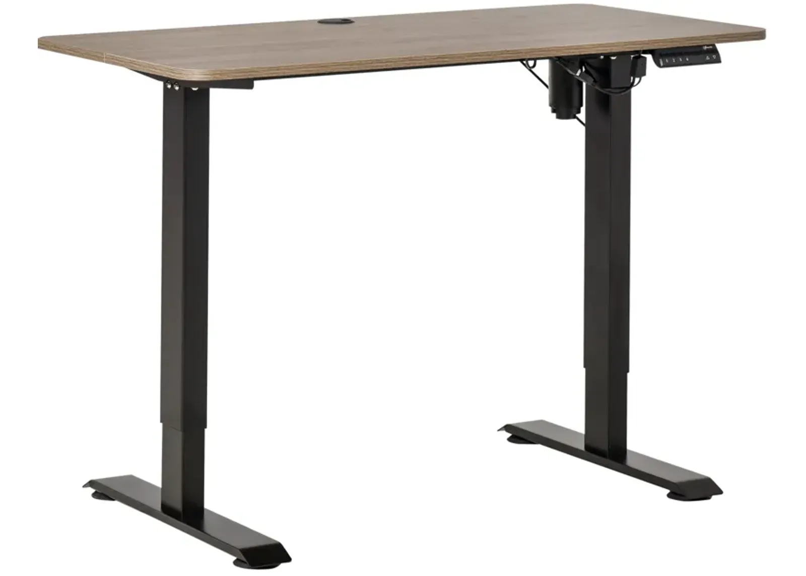 Teak/Black Adjustable Desk: 48" Electric Standing Desk with Memory Settings