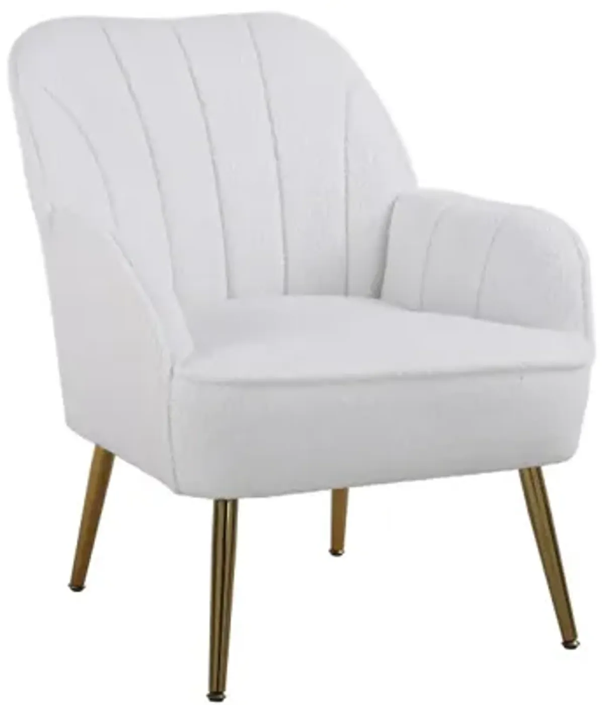 Modern Soft Teddy Fabric Ivory Ergonomics Accent Chair Living Room Chair Bedroom Chair