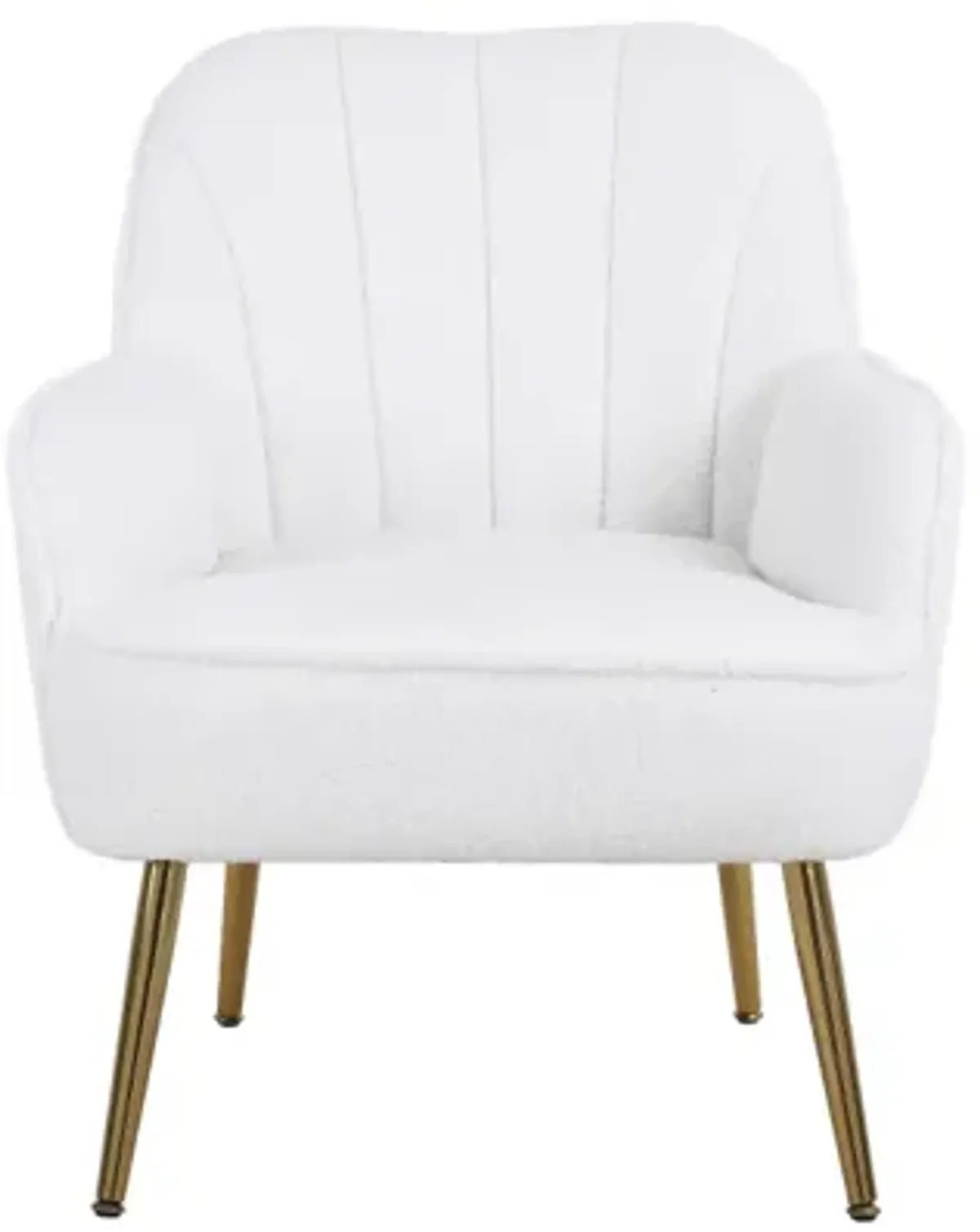 Modern Soft Teddy Fabric Ivory Ergonomics Accent Chair Living Room Chair Bedroom Chair