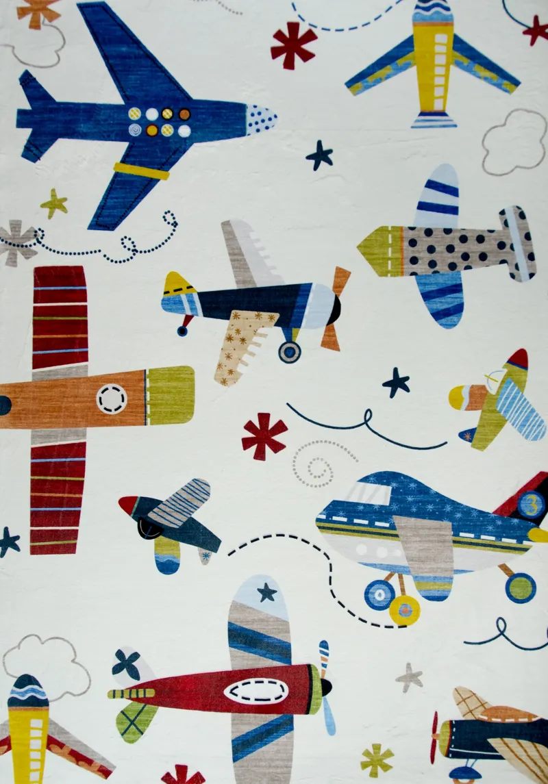 Soft Steps Playtime Airplane Navy Indoor Soft Area Rug