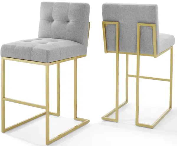 Privy Gold Stainless Steel Performance Velvet Bar Stool Set of 2