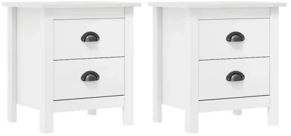 Bedside Cabinet Set of 2 White Solid pine wood Medium