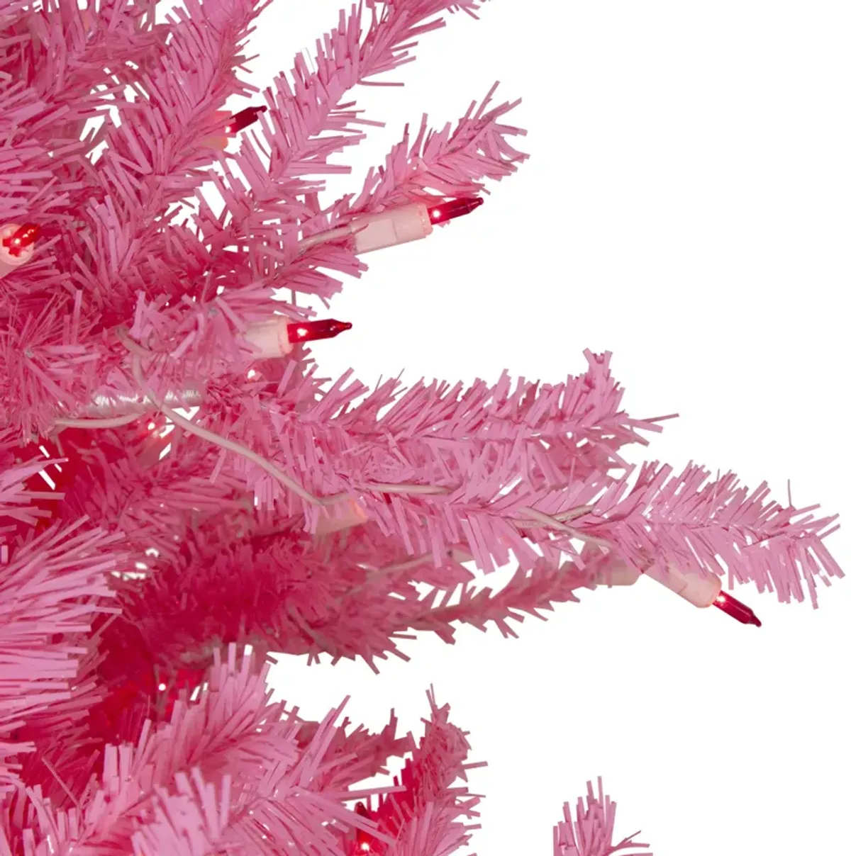 7.5' Pre-Lit Pink Tinsel Slim Artificial Christmas Tree - Pink Lights