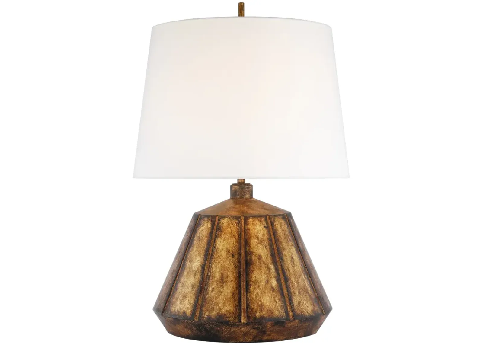 Frey Medium Table Lamp in Antique Gild with Linen Shade