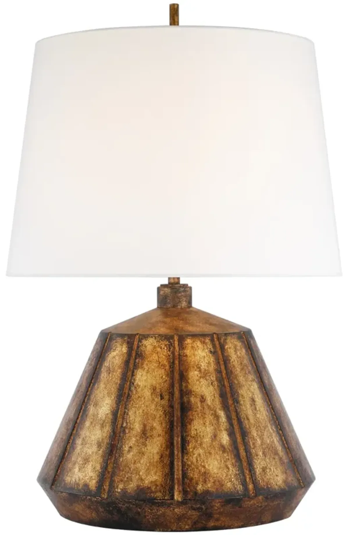 Frey Medium Table Lamp in Antique Gild with Linen Shade