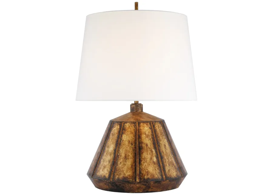 Frey Medium Table Lamp in Antique Gild with Linen Shade