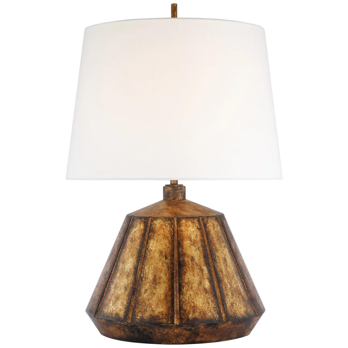 Frey Medium Table Lamp in Antique Gild with Linen Shade