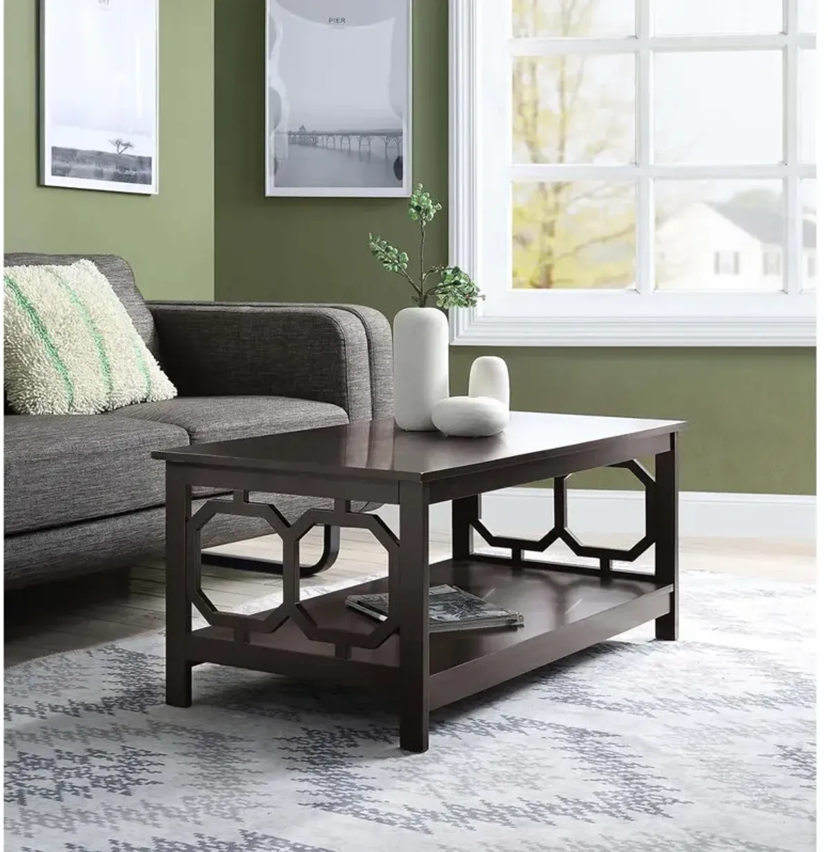 Convience Concept, Inc. Omega Coffee Table with Shelf Espresso