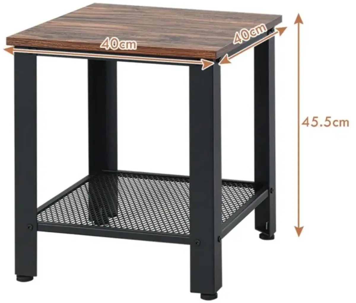 Hivvago Industrial End Table 2-Tier Side Table-Black