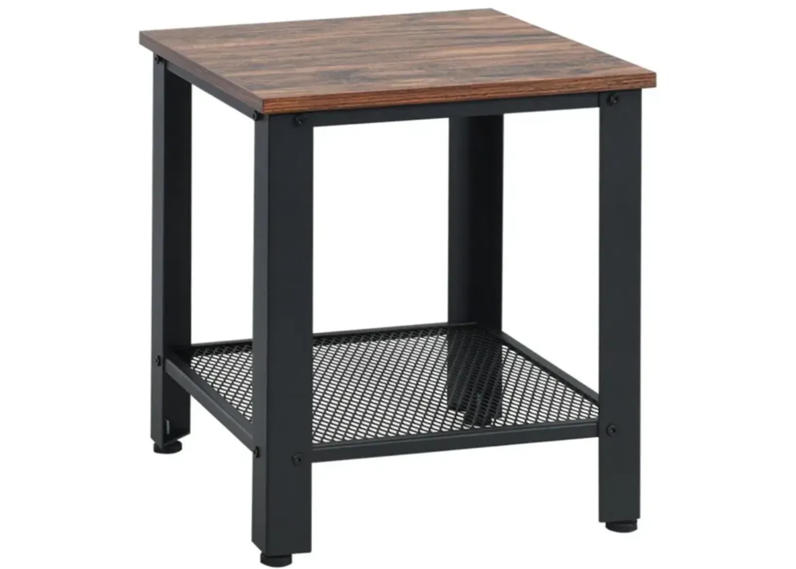 Hivvago Industrial End Table 2-Tier Side Table-Black