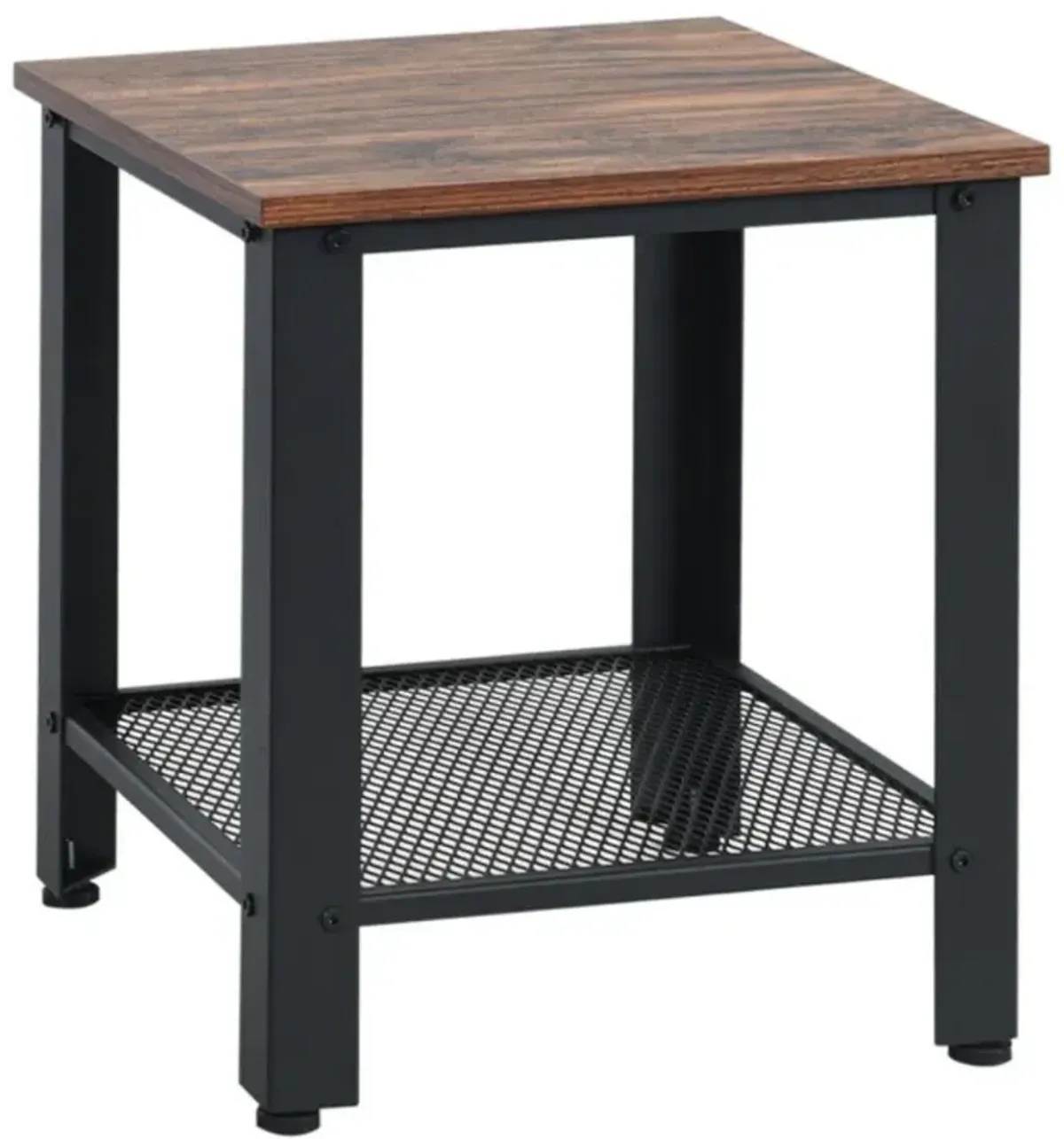 Hivvago Industrial End Table 2-Tier Side Table-Black