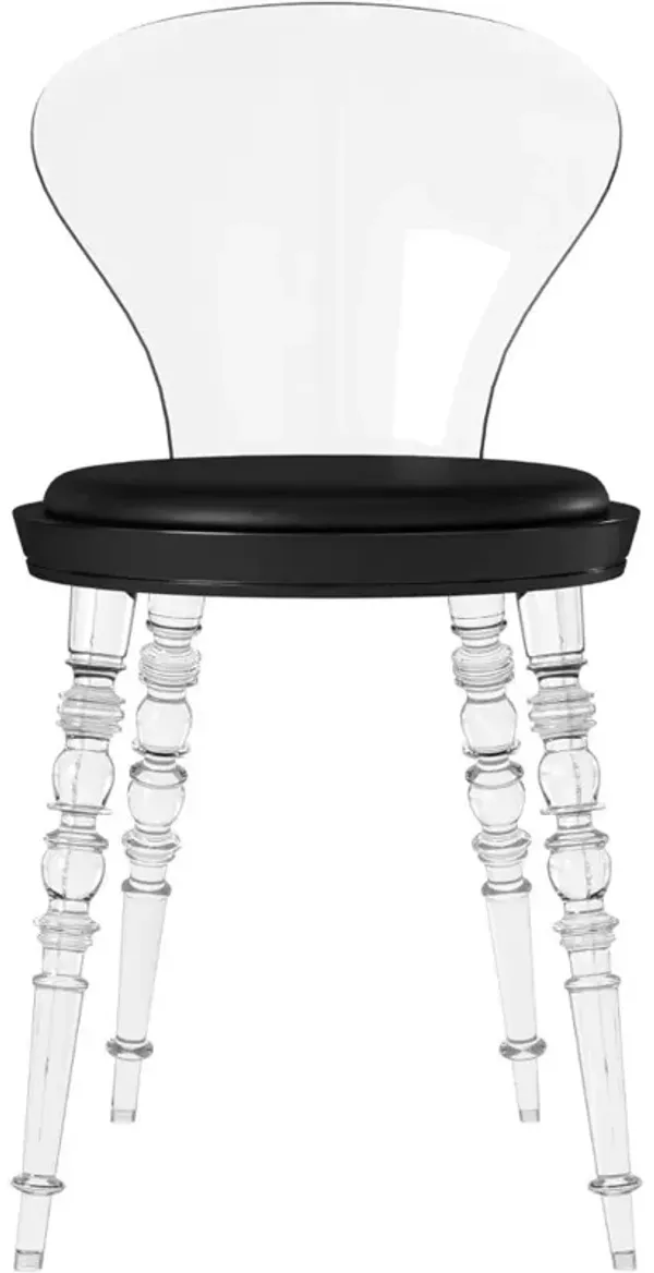 Clear Pc Chair W/ Black Pu Seat Cushion