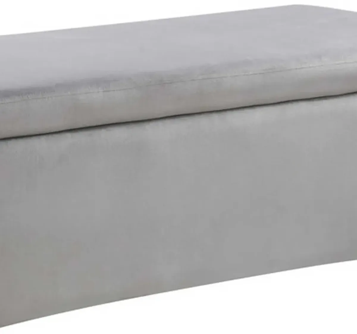 Jaxon 45 Inch Storage Bench with Wood Frame, Gold Metal Legs, Gray Velvet-Benzara