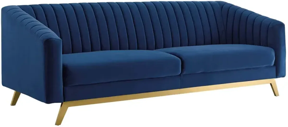 Modway Valiant Vertical Channel Tufted Performance Velvet Loveseat, Navy