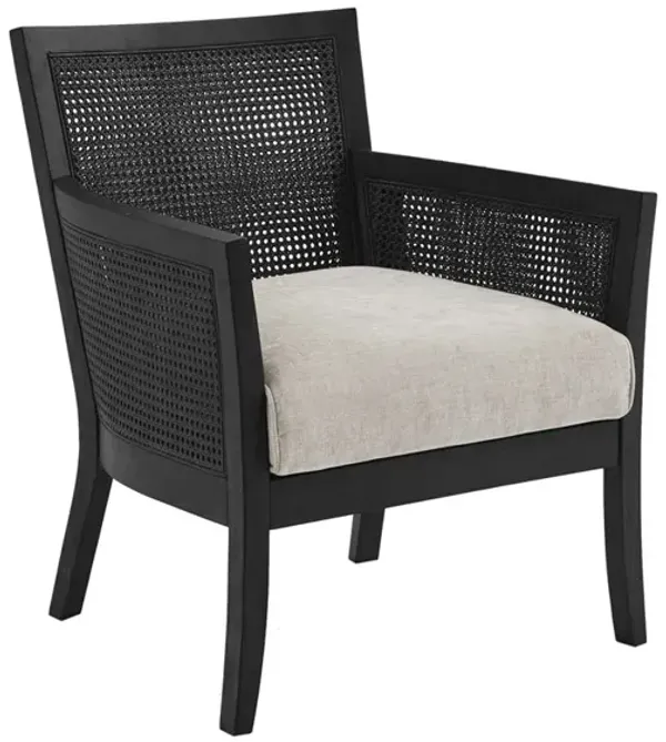 Gracie Mills Damian Loose Seat Cane Armchair with Solid Woods Legs