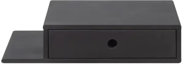 Black Hardwood Nightstand with an Open Shelf on the Left and a Drawer - Side Table for Bedroom