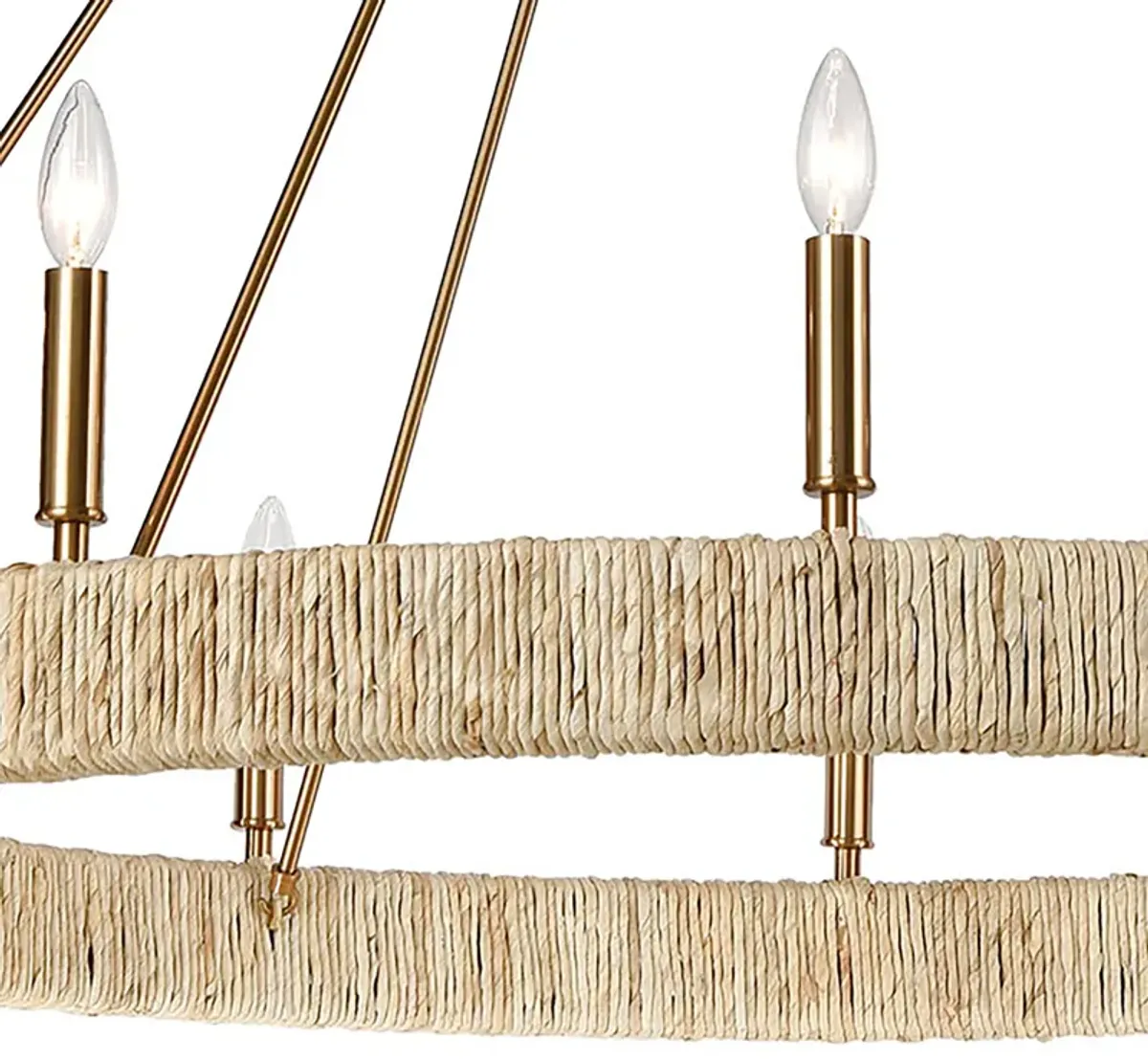 Abaca 48" Wide 12-Light Chandelier in Brass