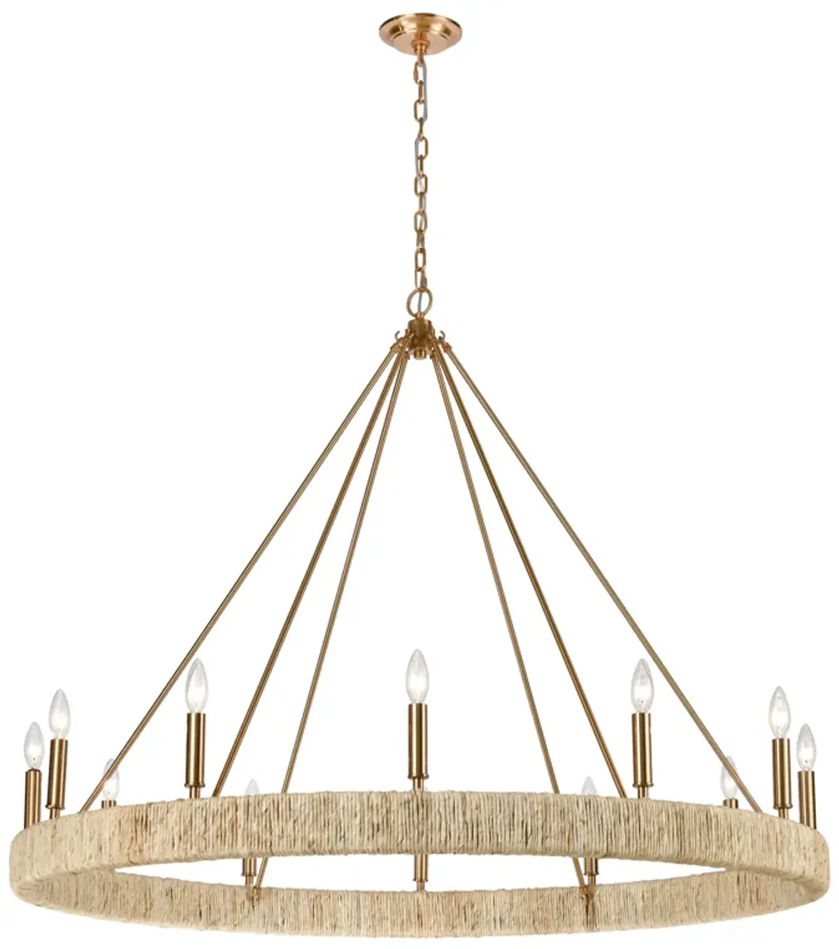 Abaca 48" Wide 12-Light Chandelier in Brass