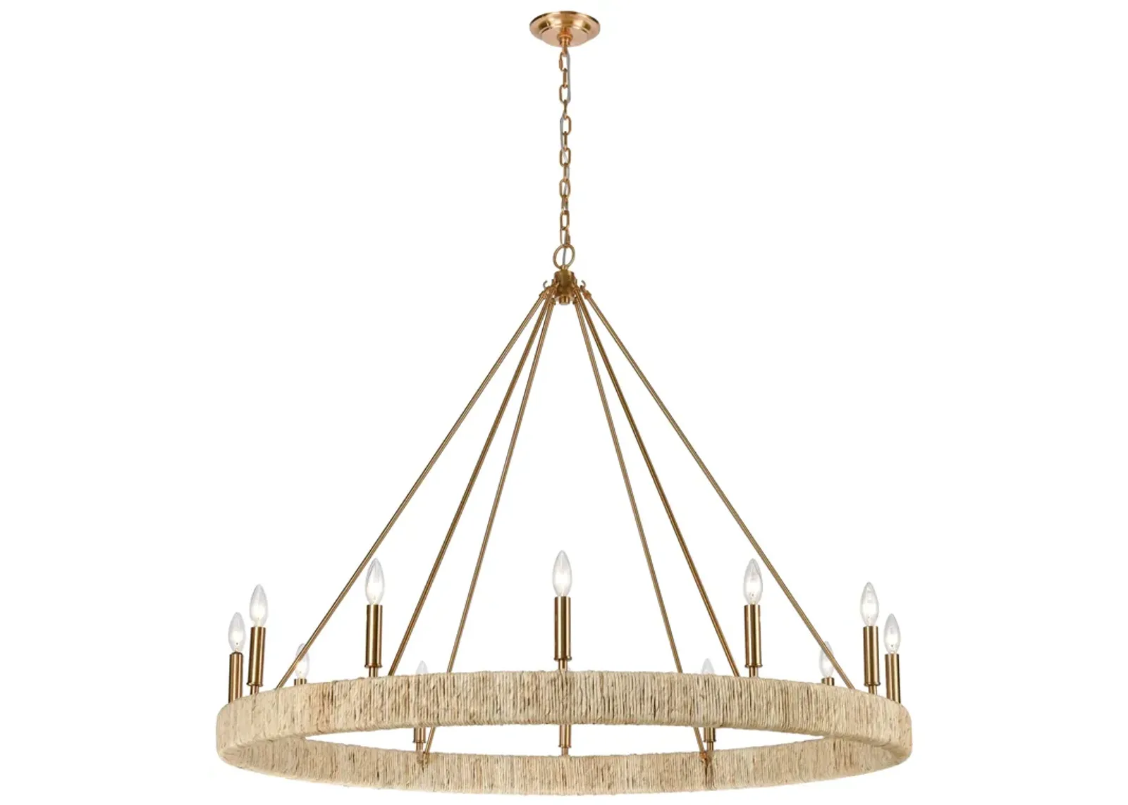 Abaca 48" Wide 12-Light Chandelier in Brass