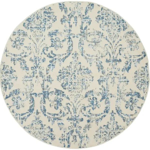 Jubilant JUB09 Ivory/Blue 5'3" x Round Rug