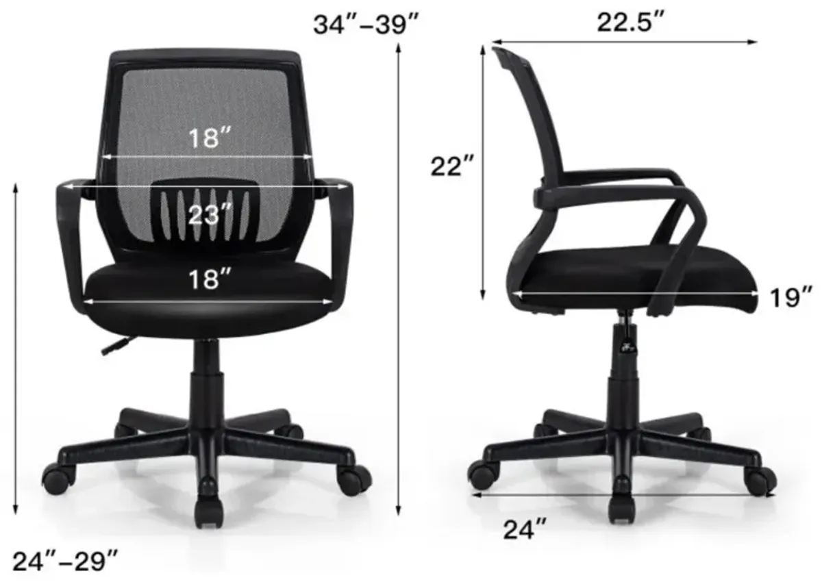 Hivvago Mid-Back Mesh Height Adjustable Executive Chair with Lumbar Support