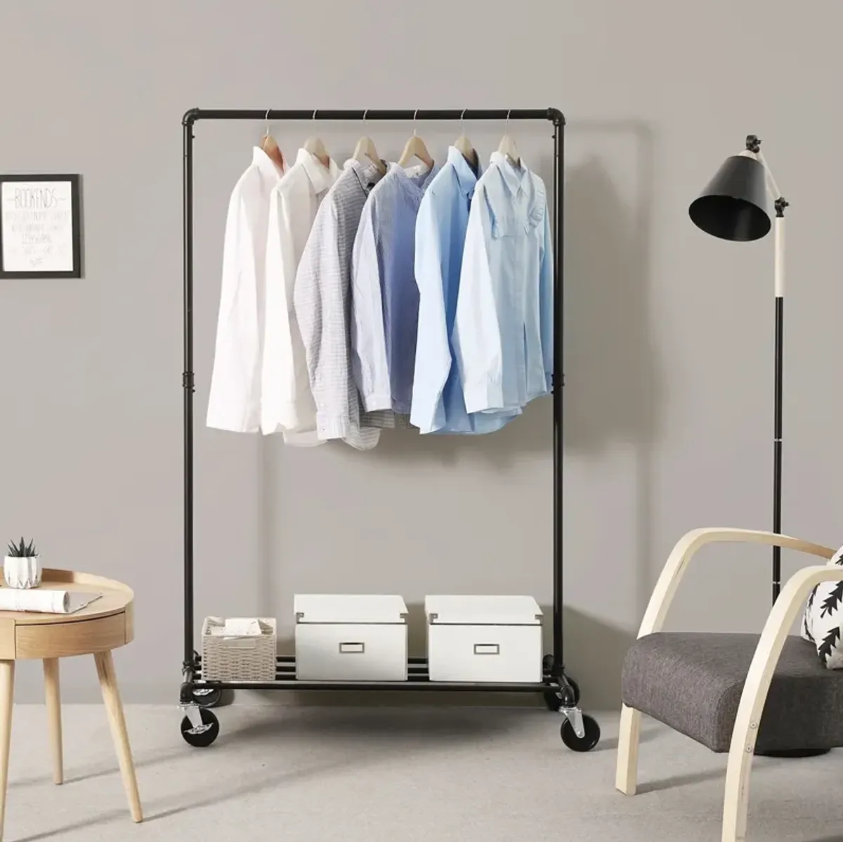 Clothing Rack on Wheels - Mobile Garment Organizer with Adjustable Height