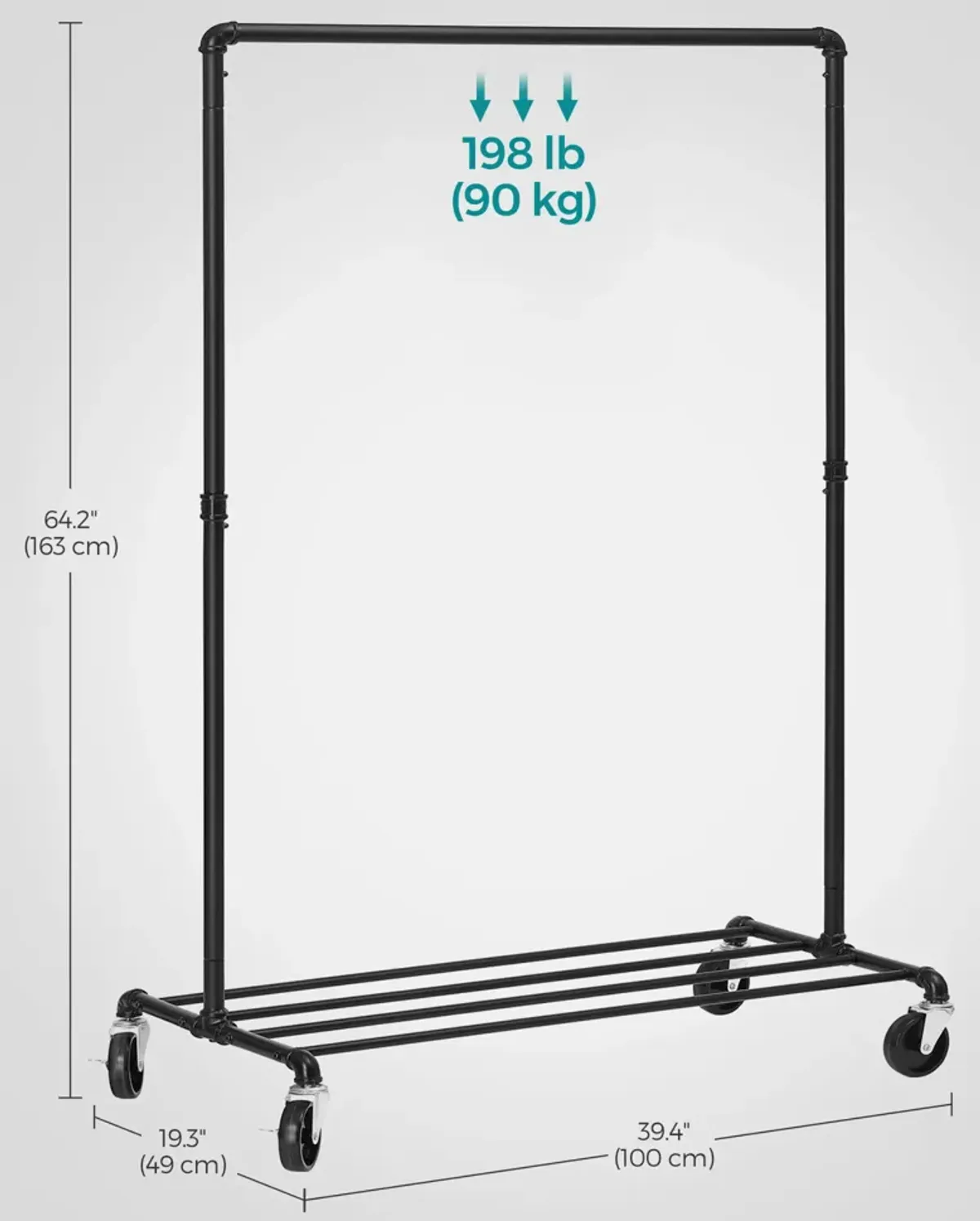 Clothing Rack on Wheels - Mobile Garment Organizer with Adjustable Height