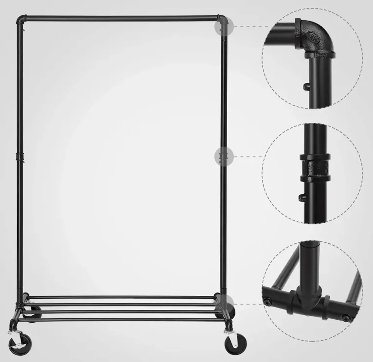 Clothing Rack on Wheels - Mobile Garment Organizer with Adjustable Height