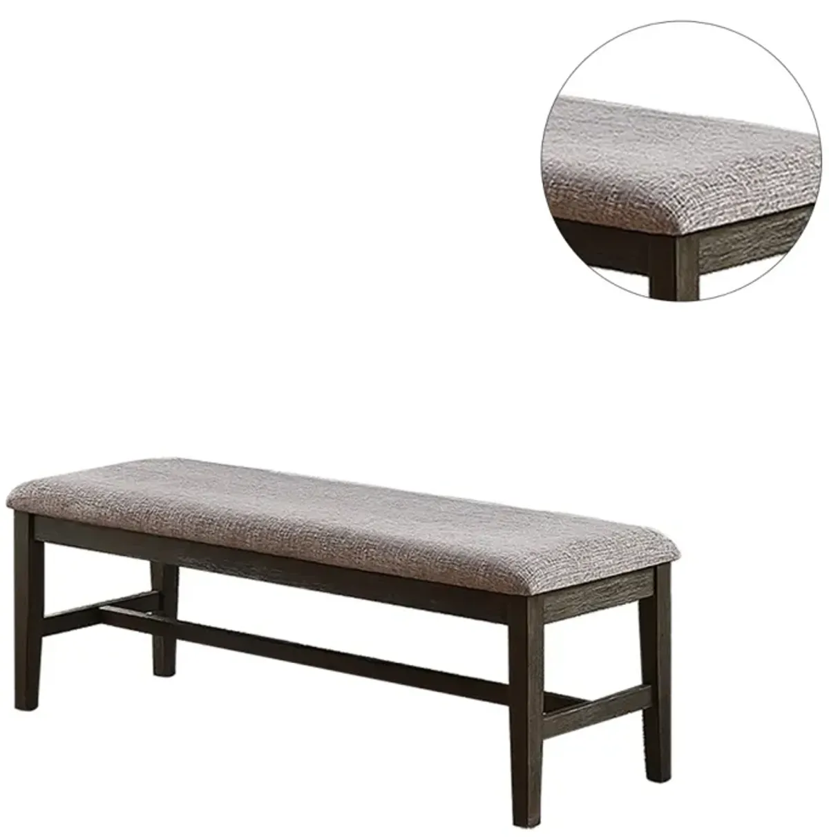 Dining Bench With Upholstered Cushion, Grey