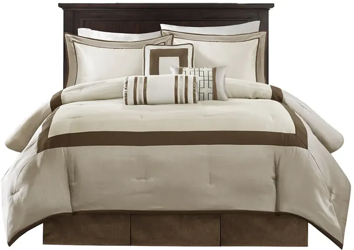 Gracie Mills Elsie Transitional Colorblock 7-Piece Comforter Set