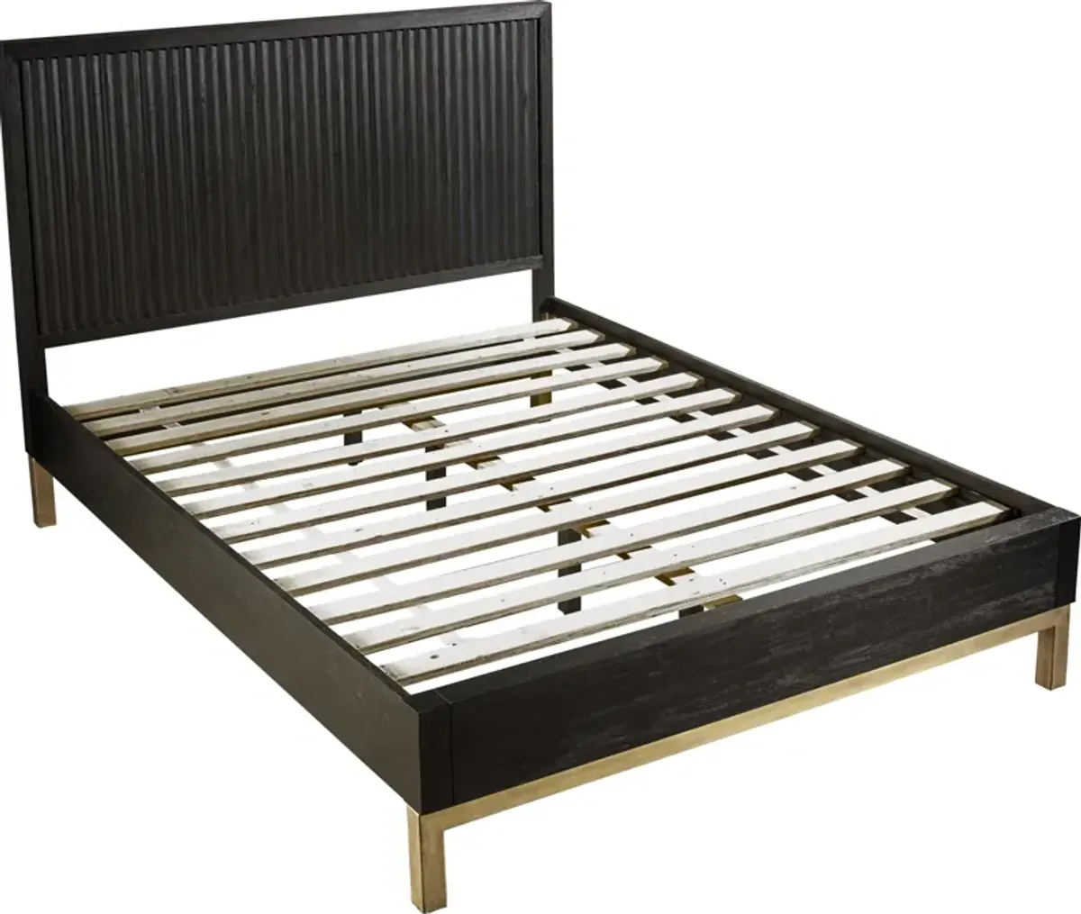 Kentfield Solid Wood California King-Size Platform Bed in Black Drifted Oak