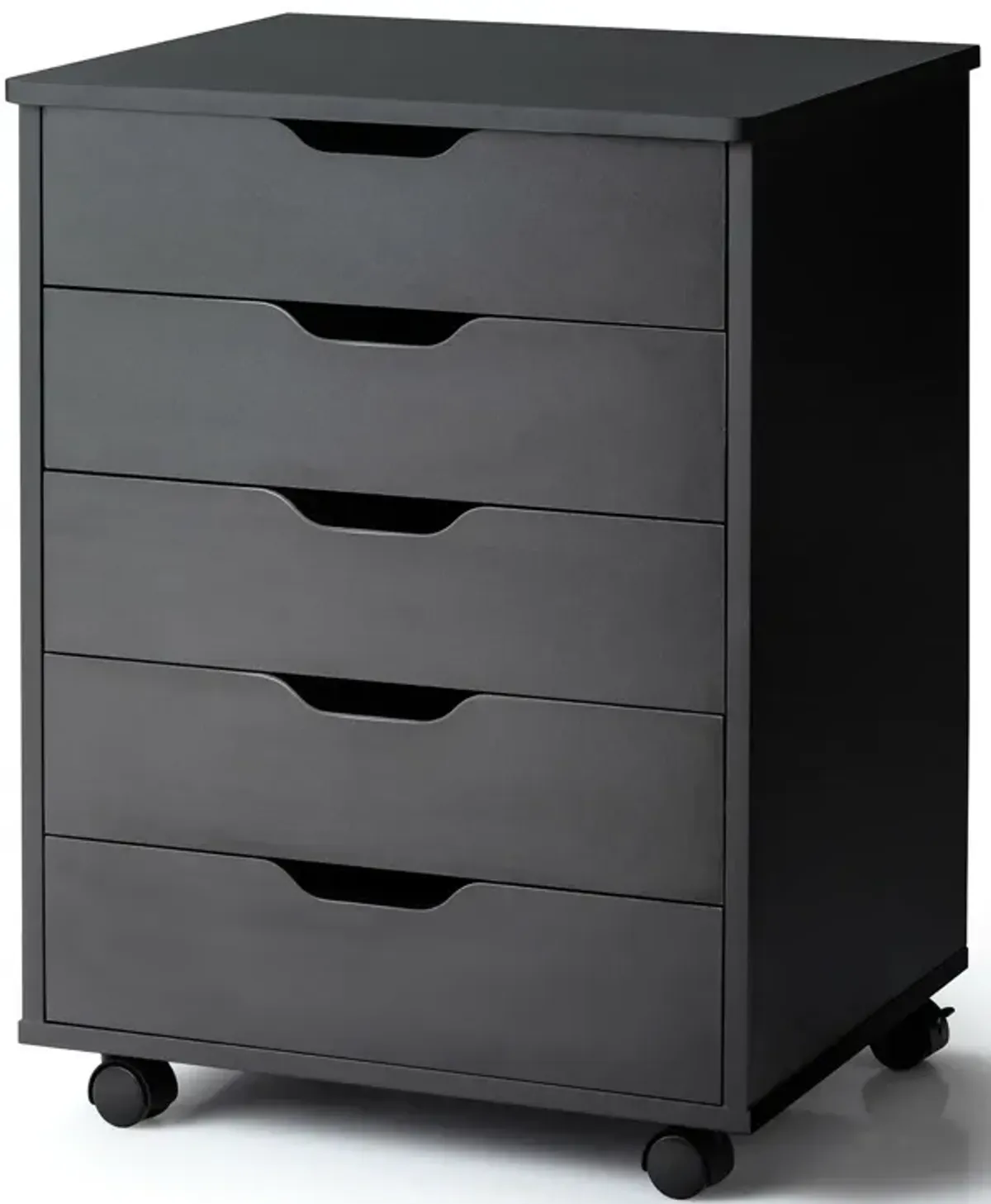 5 Drawer Mobile Lateral Filing Storage Home Office Floor Cabinet with Wheels