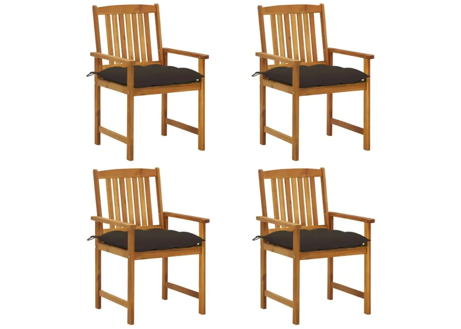 vidaXL Director's Chairs with Cushions 4 pcs Solid Acacia Wood