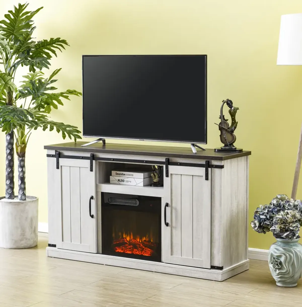 FESTIVO 54 in. TV Stand Console for TVs up to 60 in. with Electric Fireplace