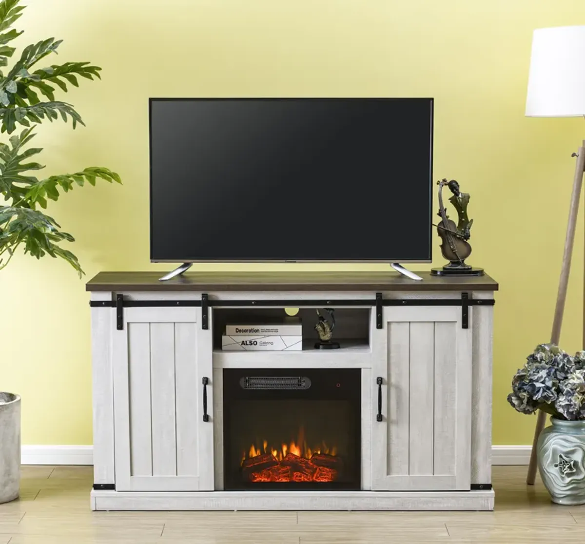 FESTIVO 54 in. TV Stand Console for TVs up to 60 in. with Electric Fireplace