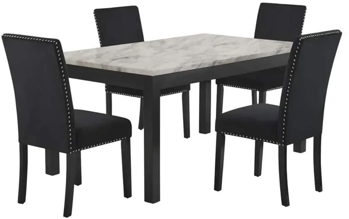 New Classic Furniture Furniture Celeste Wood Dining Table with Faux Marble Top in Espresso