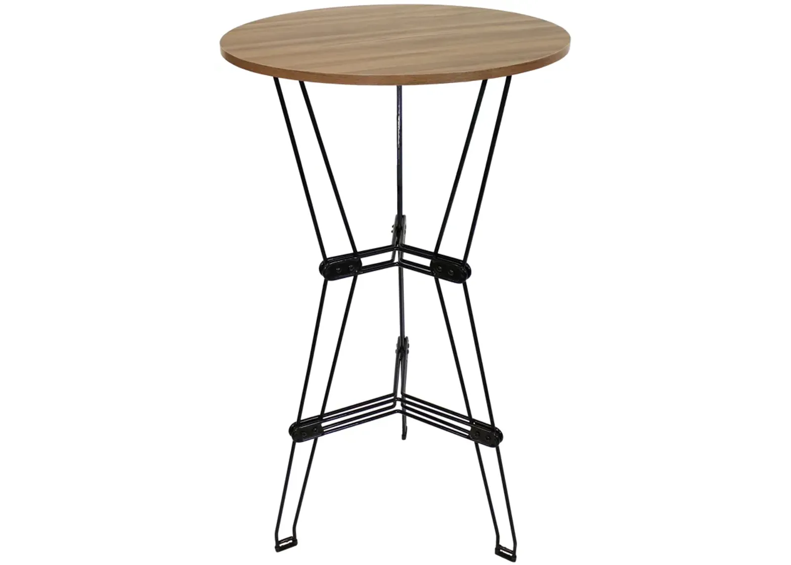 Sunnydaze Indoor Steel Bar Table with Faux Woodgrain Tabletop