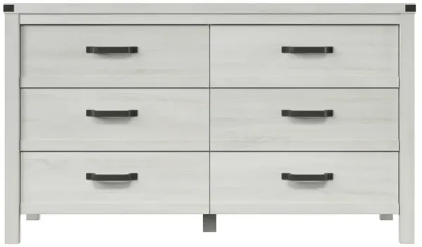 Wooden Double Dresser with Six Drawers for Organized Storage