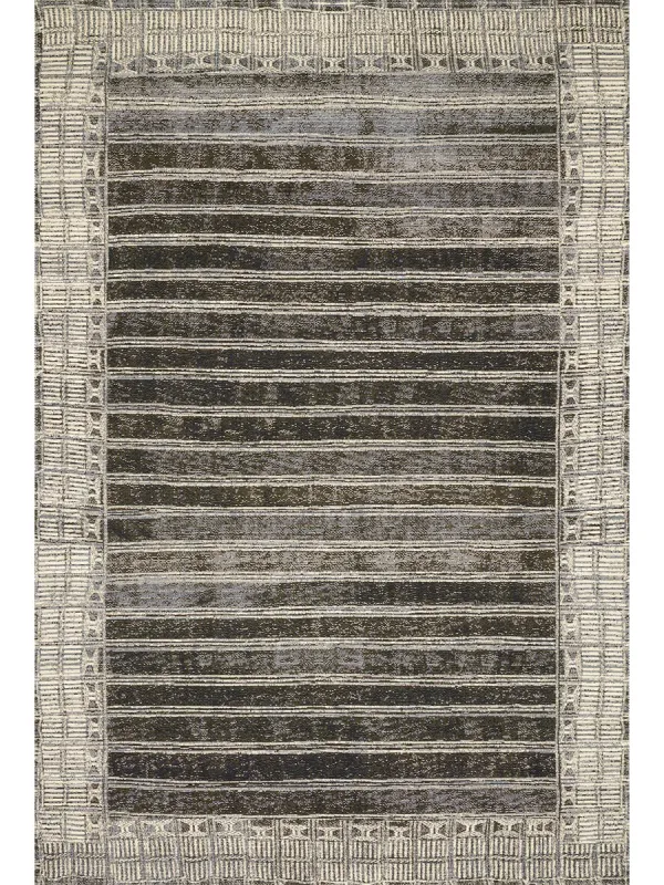Mika MIK07 Charcoal/Ivory 6'7" x 9'4" Rug