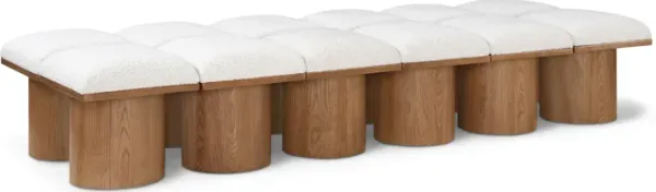 Meridian Furniture Pavilion Cream Boucle Fabric Bench