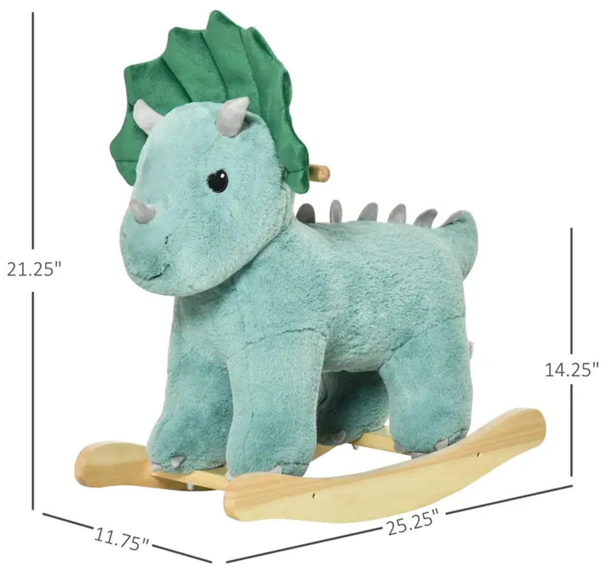 Green Dino Rocker: Triceratops Plush Rocking Horse for Toddlers 3-6 Years