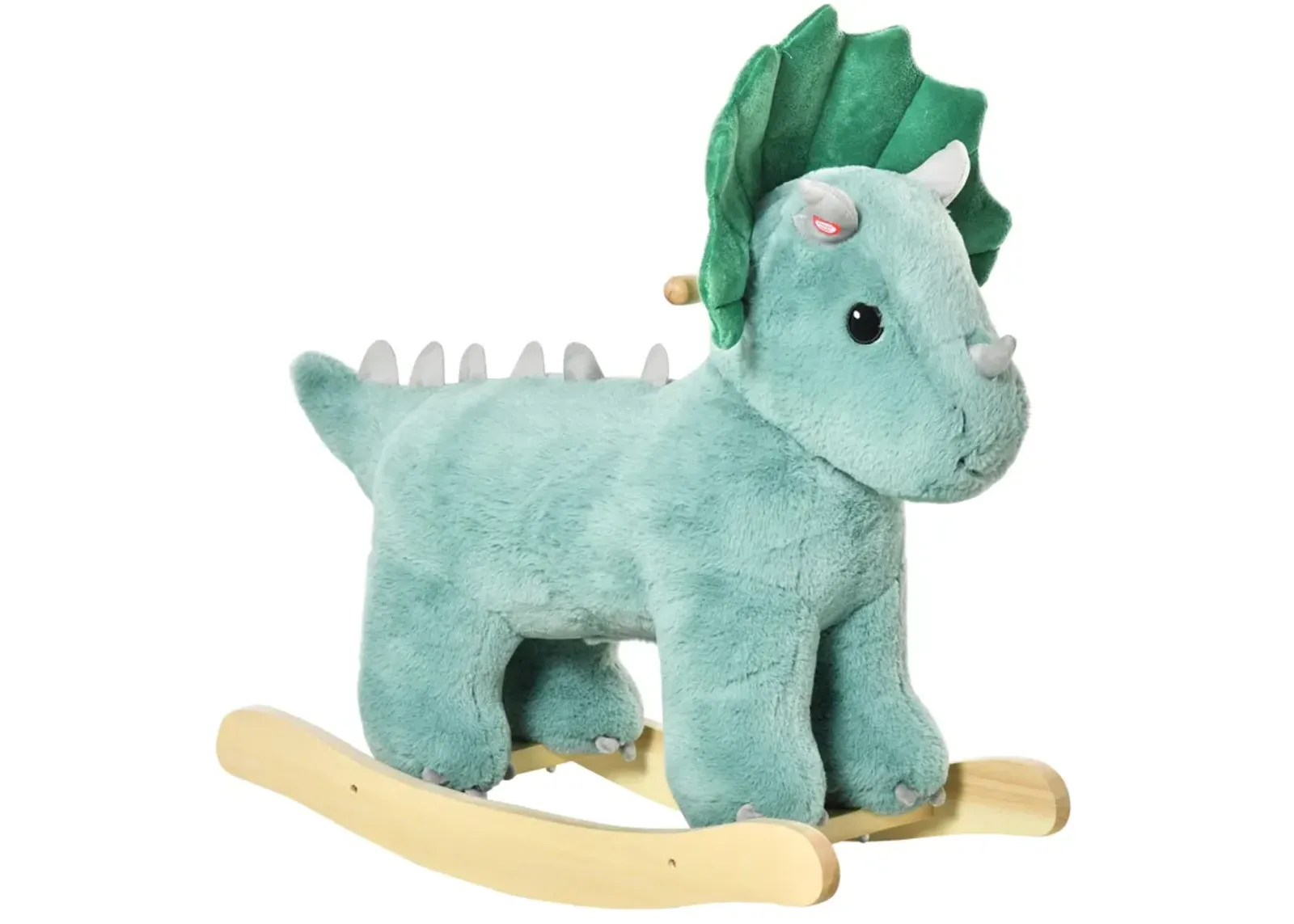 Green Dino Rocker: Triceratops Plush Rocking Horse for Toddlers 3-6 Years