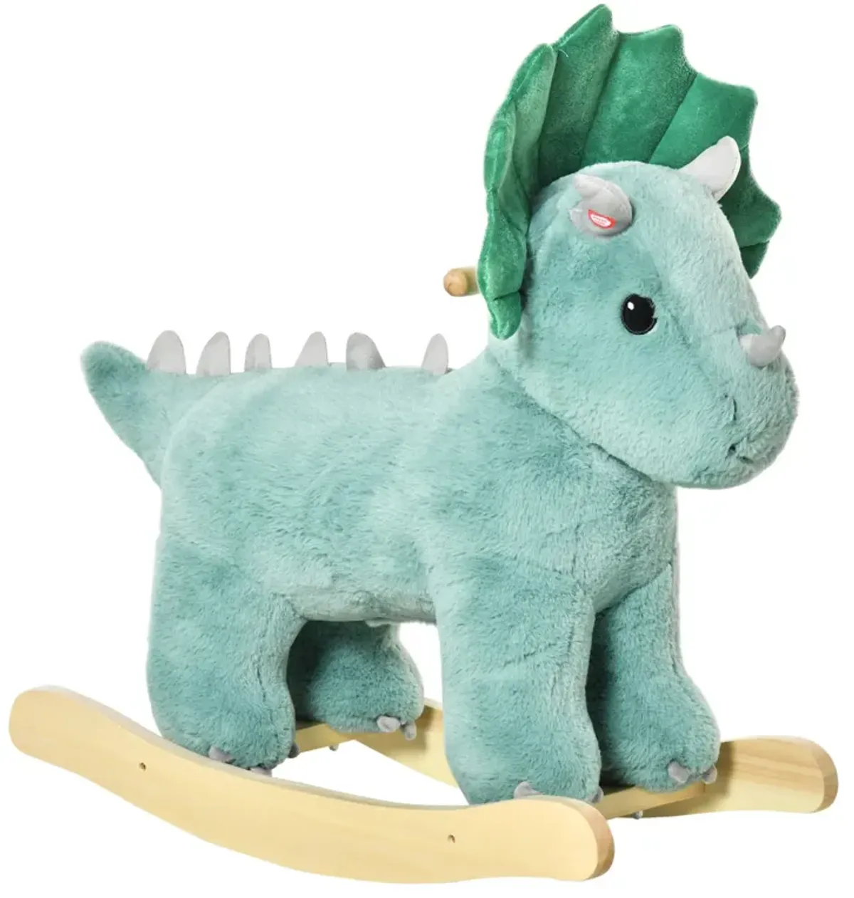 Green Dino Rocker: Triceratops Plush Rocking Horse for Toddlers 3-6 Years