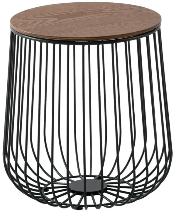 LeisureMod Runswick Modern Wood Top End Table With Metal Base