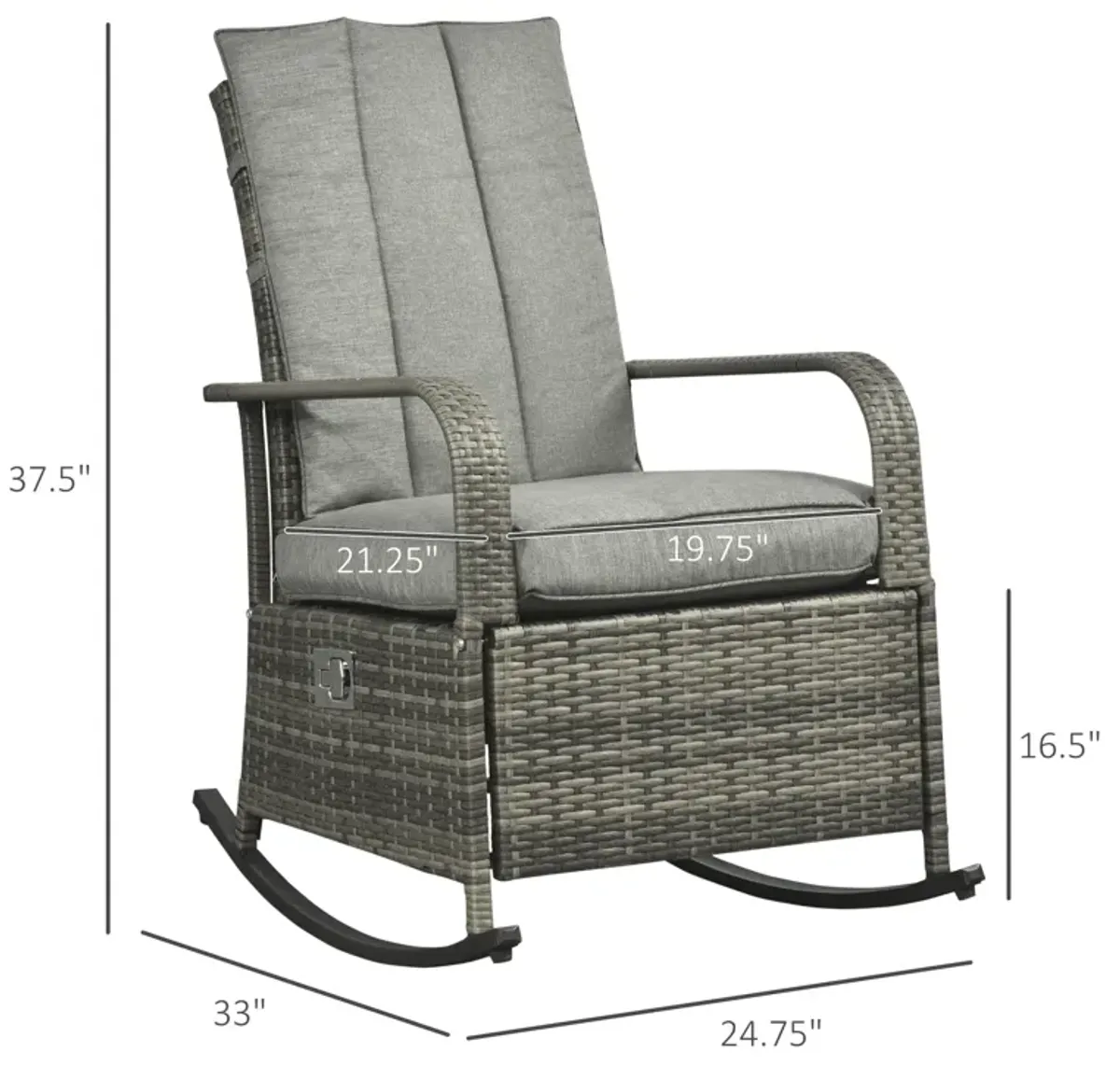 Gray Outdoor Relaxer: Rattan Rocking Chair Glider with Footrest