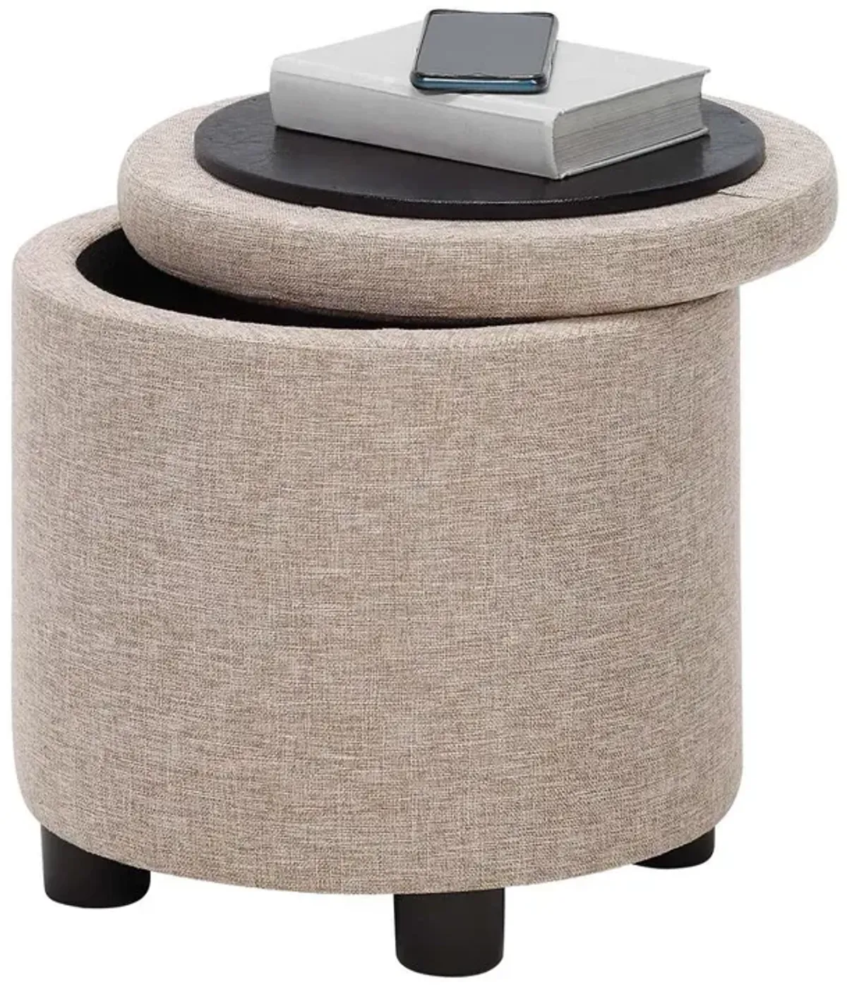 Convience Concept, Inc. Designs 4 Comfort Round Accent Storage Ottoman with Reversible Tray Lid