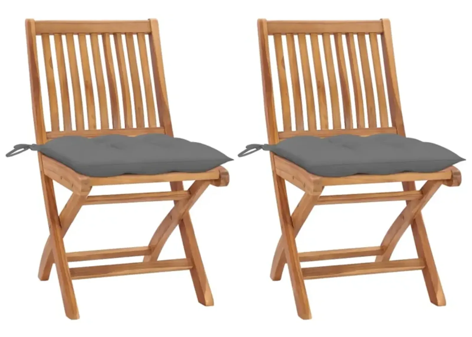 vidaXL Garden Chairs 2 pcs with Gray Cushions Solid Teak Wood