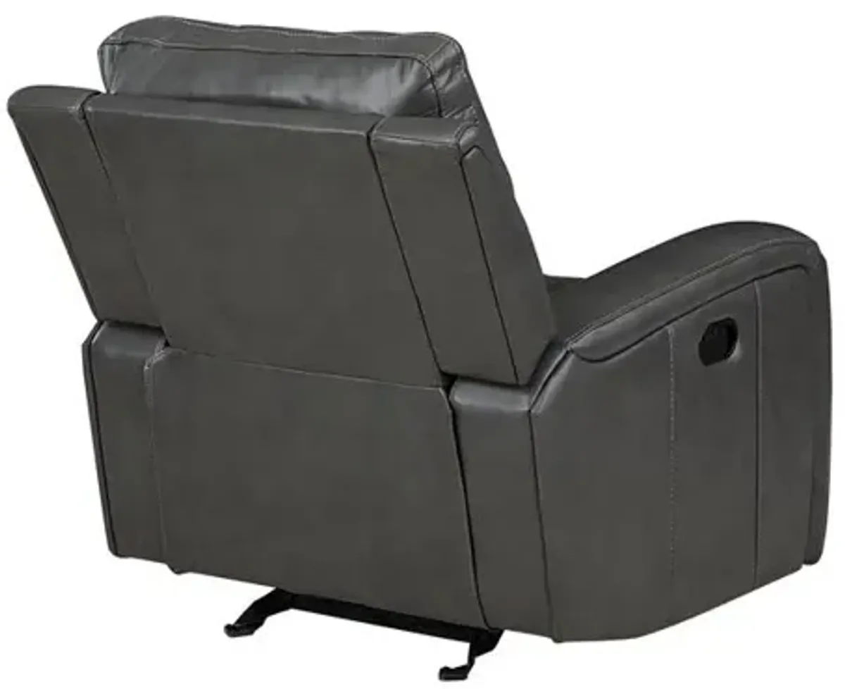 New Classic Furniture Linton Leather Glider Recliner-Gray