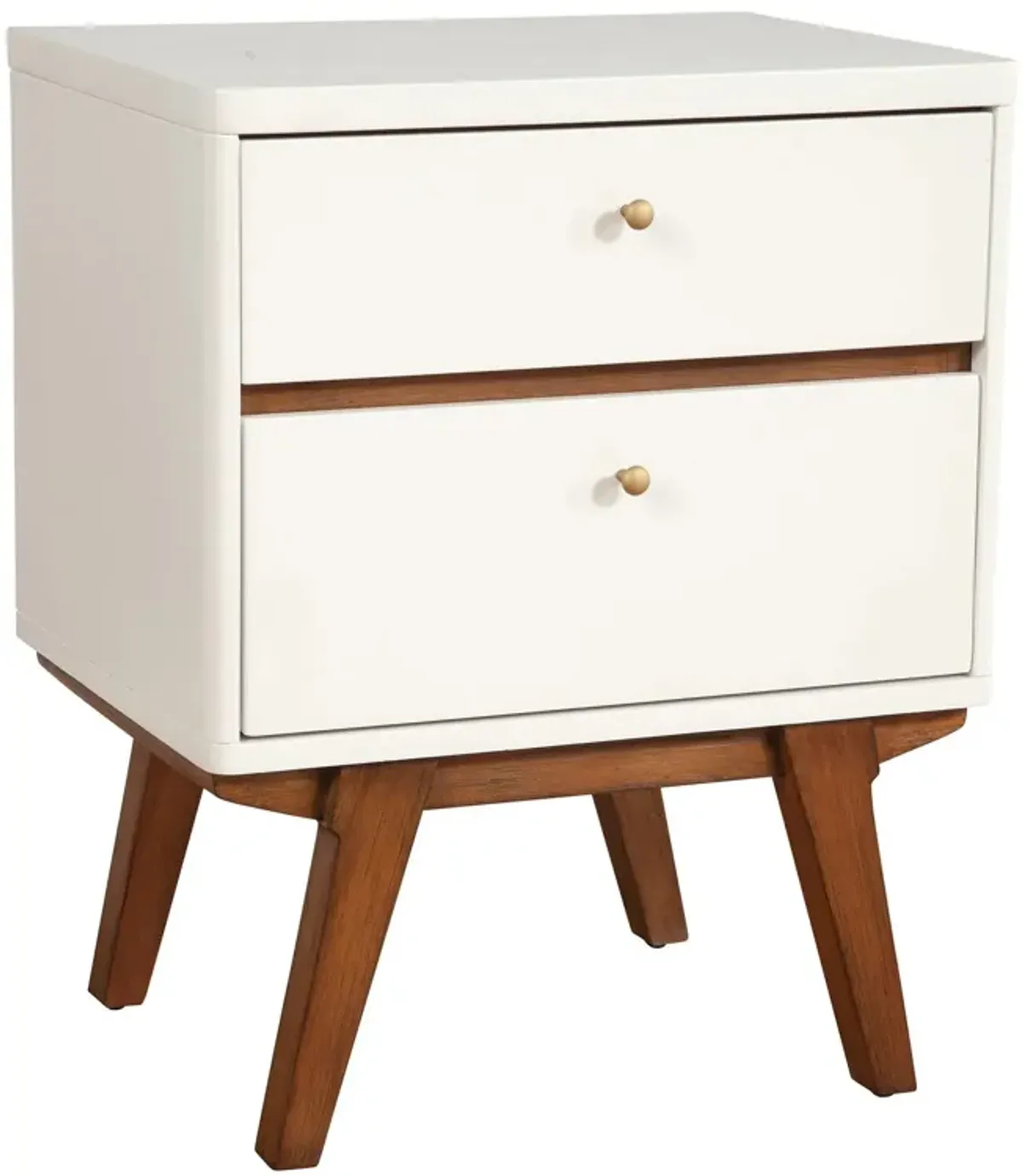 Hivvago White and Brown Retro 2 Drawer Nightstand