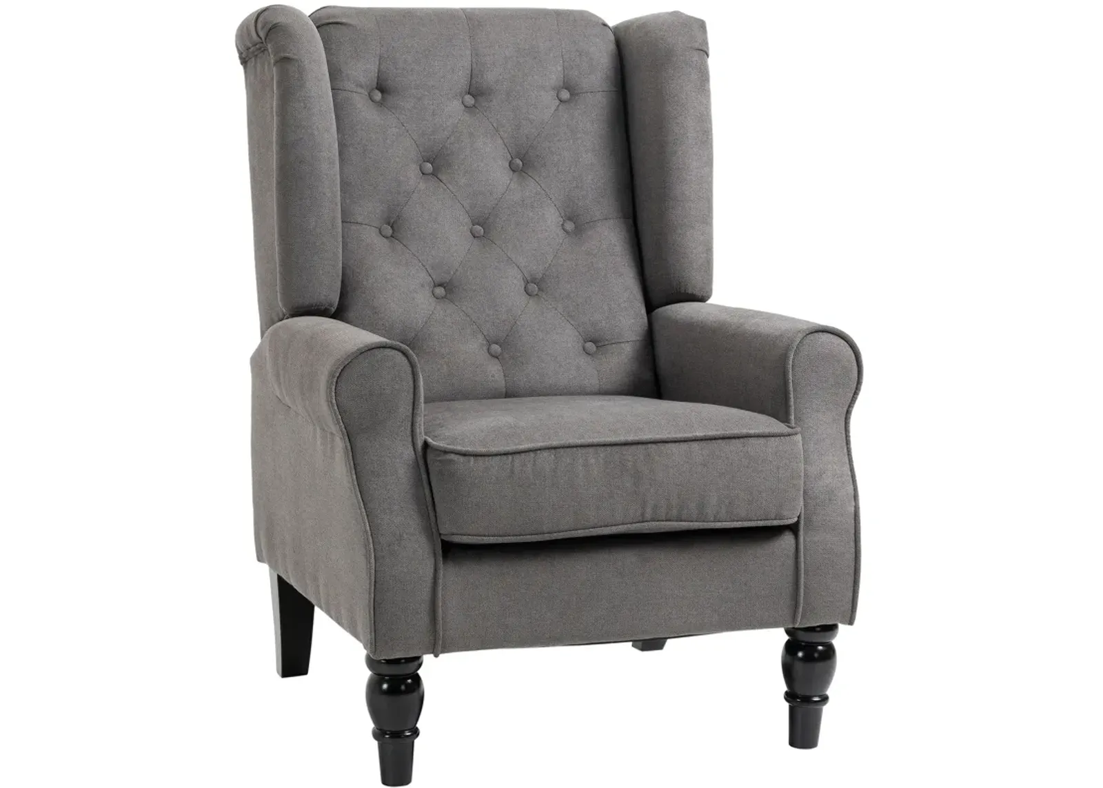 HOMCOM Button-Tufted Accent Chair with High Wingback, Rounded Cushioned Armrests and Thick Padded Seat, Blue